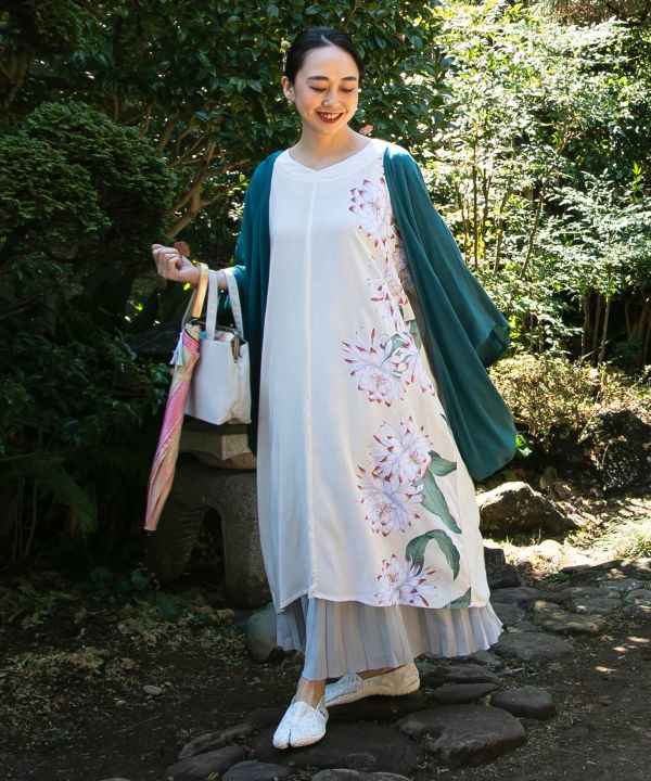 【UVカット加工】月下美人羽織付きワンピース
